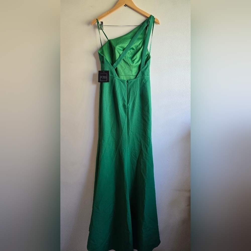 Ieena for Mac Duggal, One Shoulder Jersey Mermaid Gown, Green, Size 4‎ -NWT!! - Picture 7 of 11